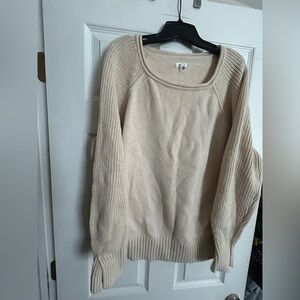 Aerie Cream Scoop Neck Sweater